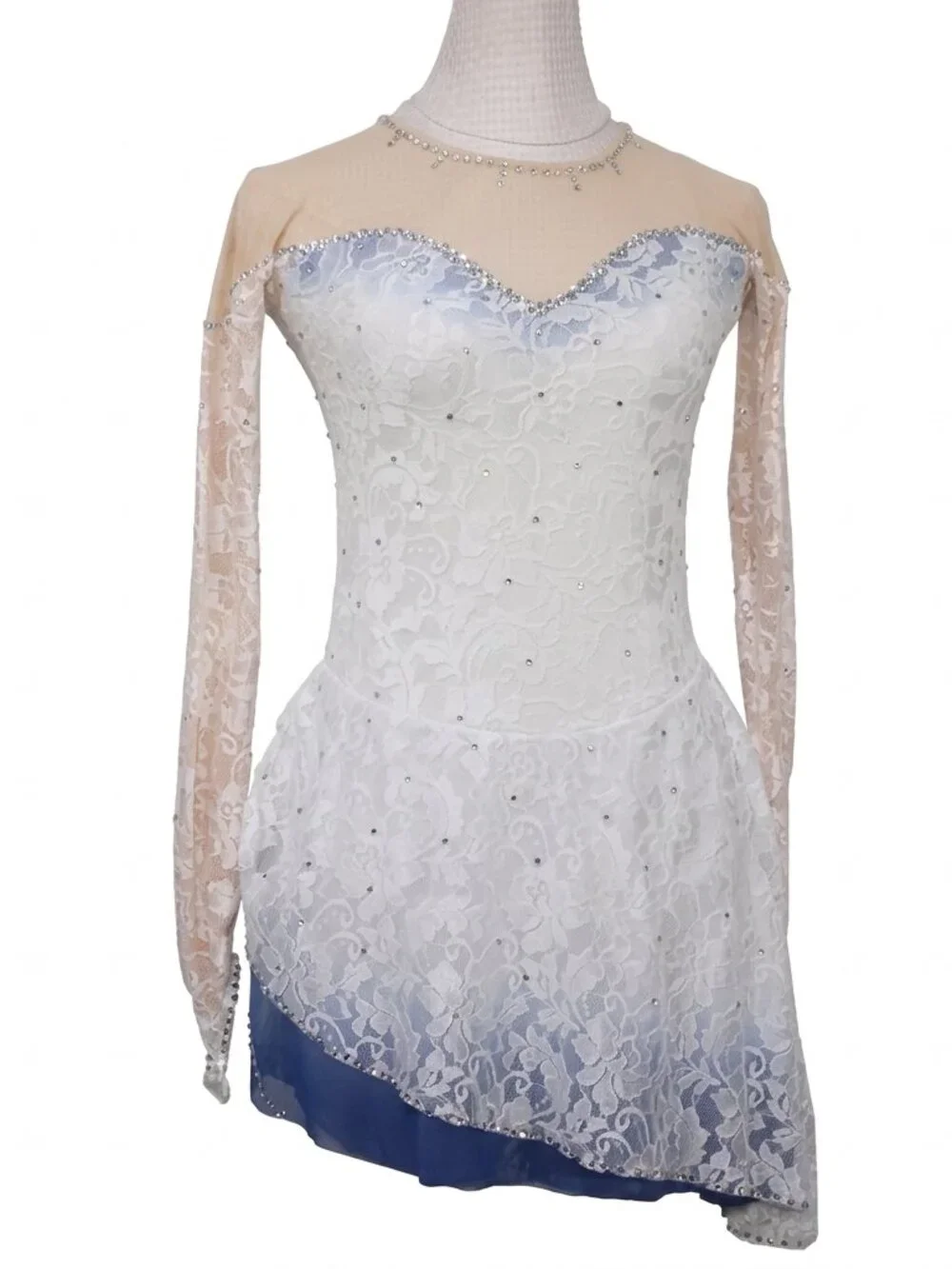 Pre-Owned White Crystal Figure Skating Dress Girls 6–8